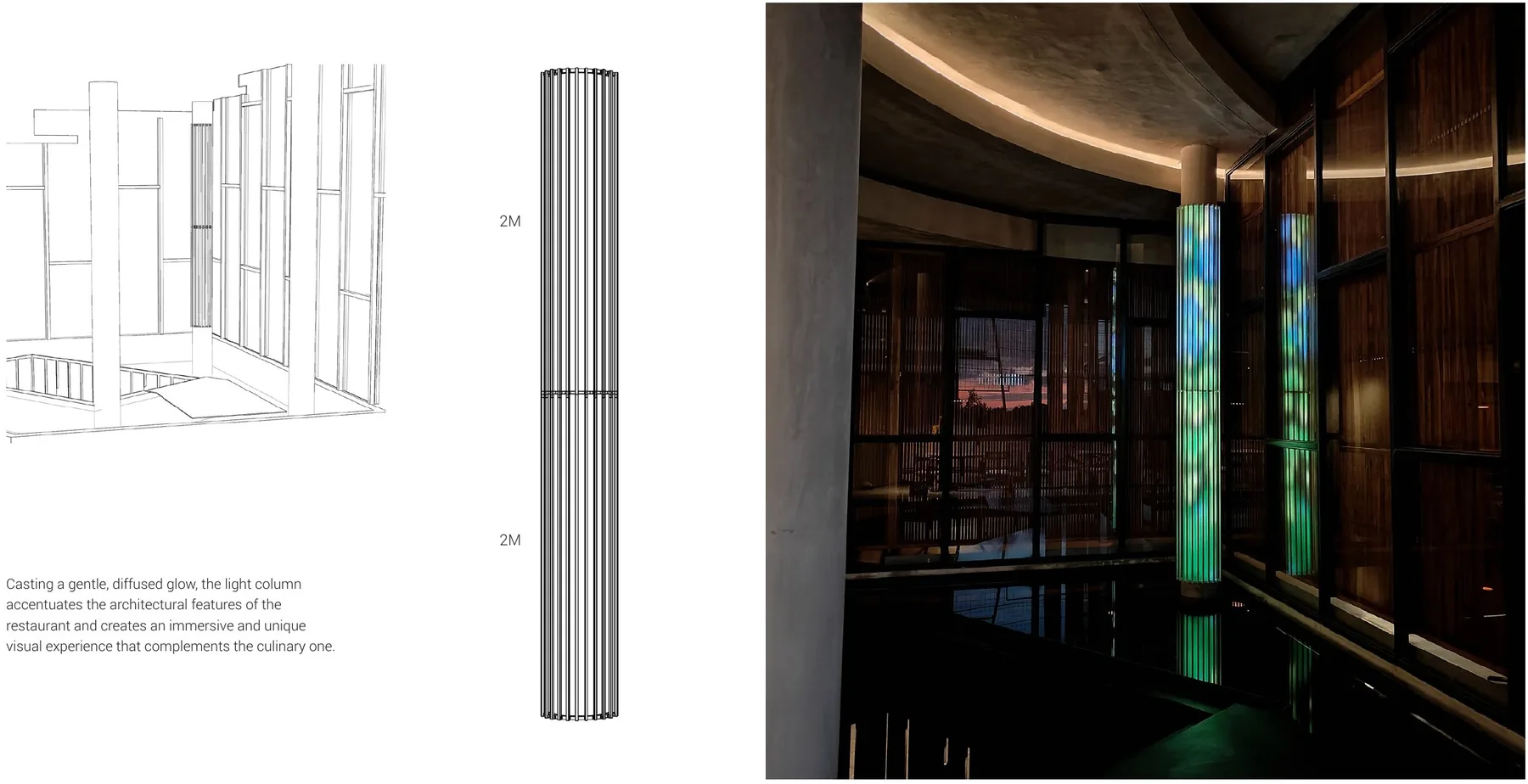 Light Column installed in the dining room, 2M tall