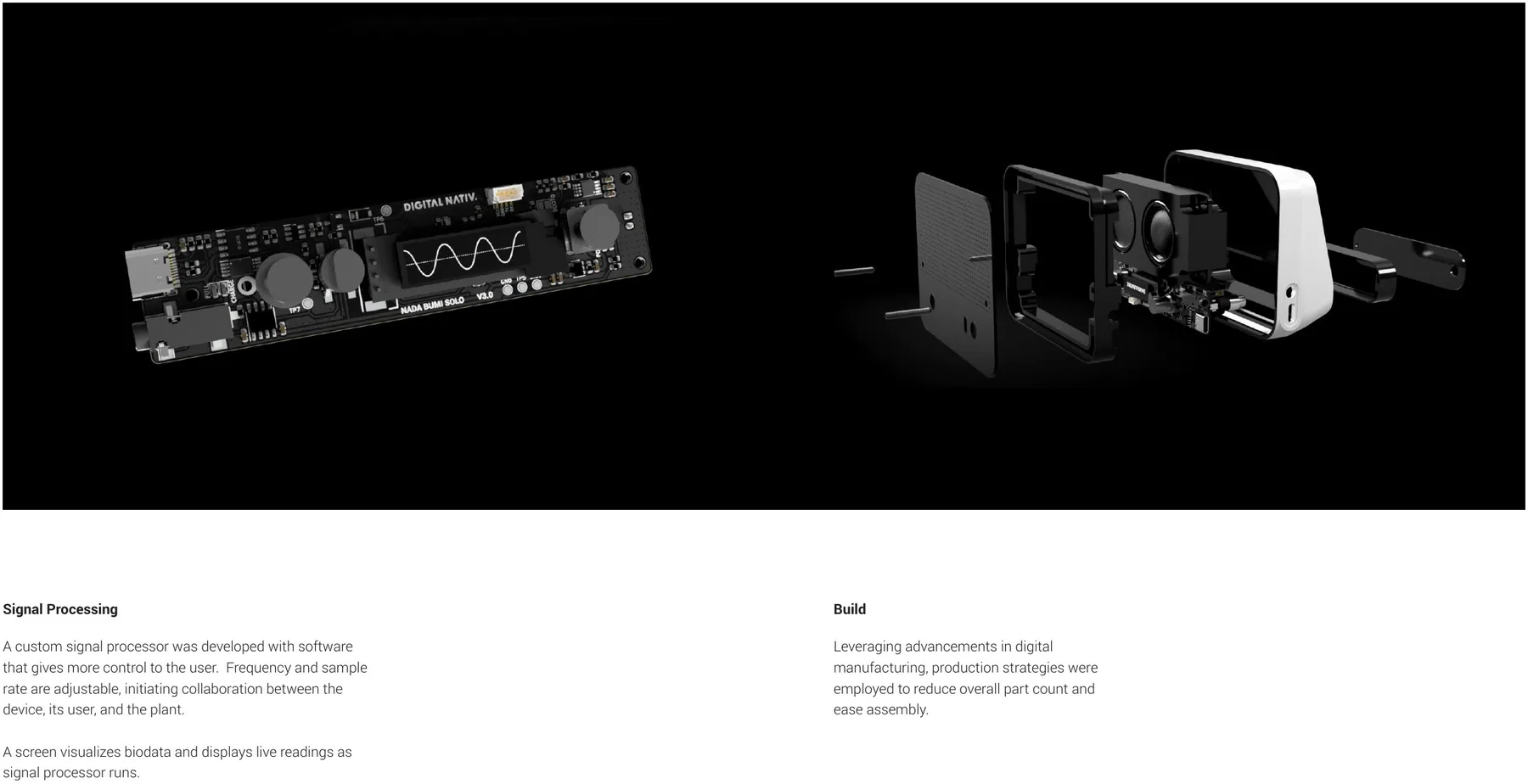 Signal processing electronics and assembled build